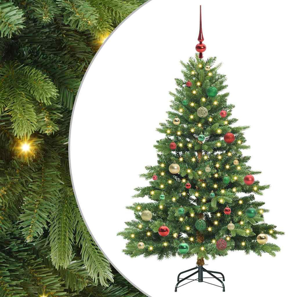 Sapin de noël artificiel avec 150 led vert 150 cm pe et pvc