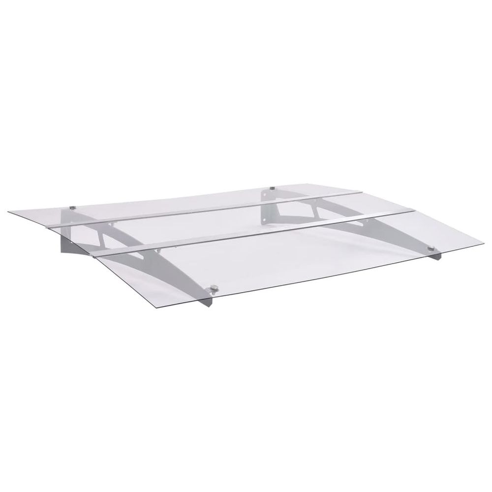 Auvent de porte argent et transparent 150x90 cm pet