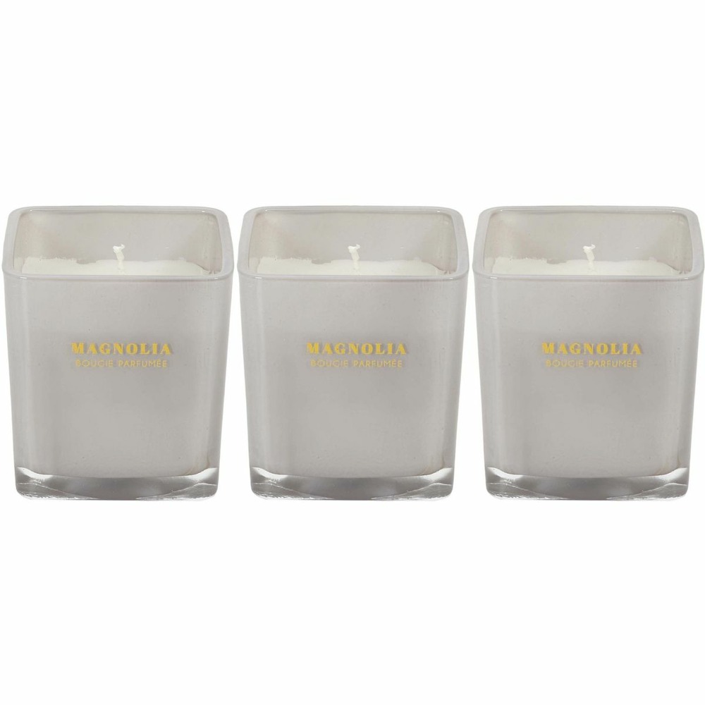 Bougie parfumée carrée nude 7 cm (lot de 3) blanc
