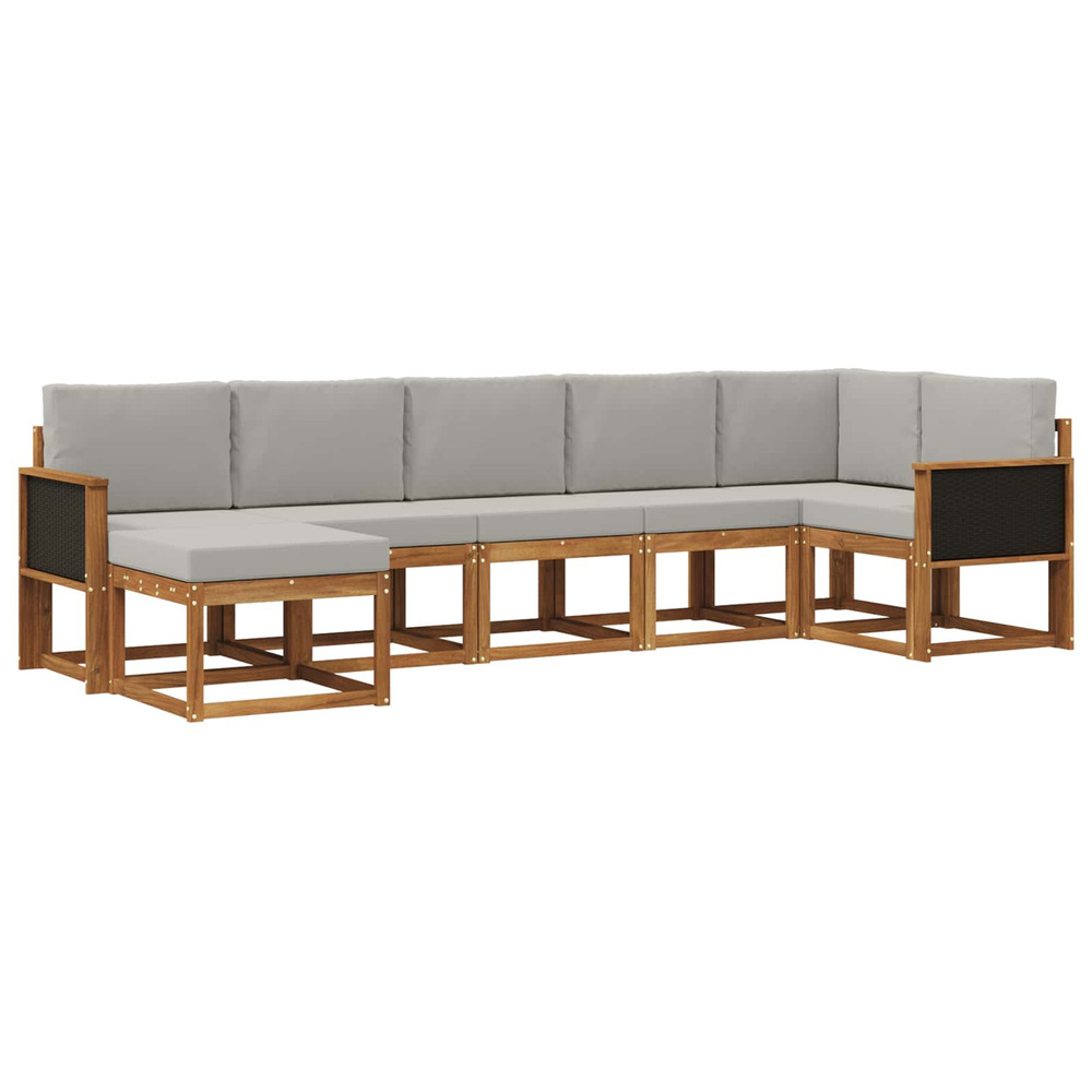 Ensemble de canapés d'extérieur 7 pcs naturel et gris clair