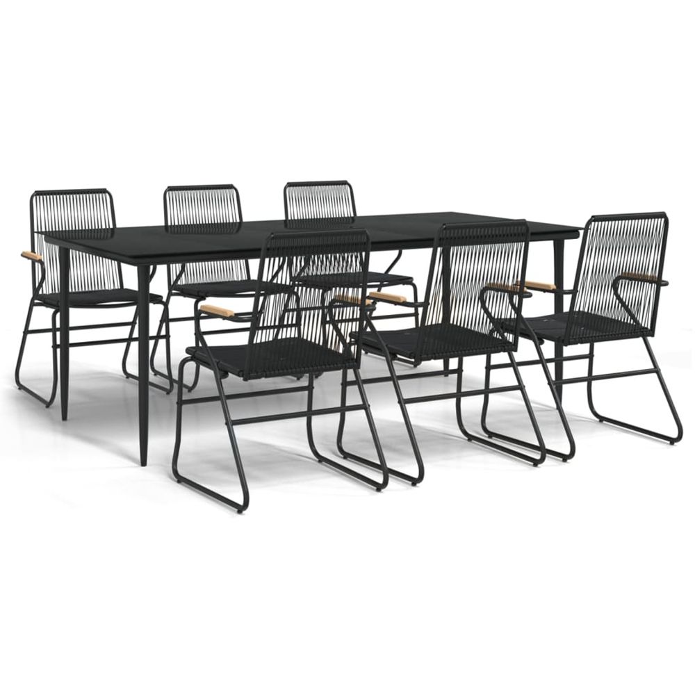 Ensemble à manger de jardin 7 pcs noir rotin pvc