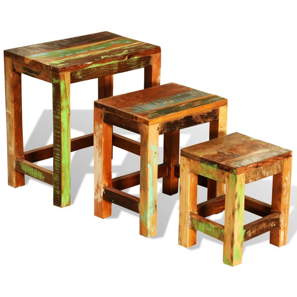 Table gigogne 3 pcs vintage Bois de rÃ©cup