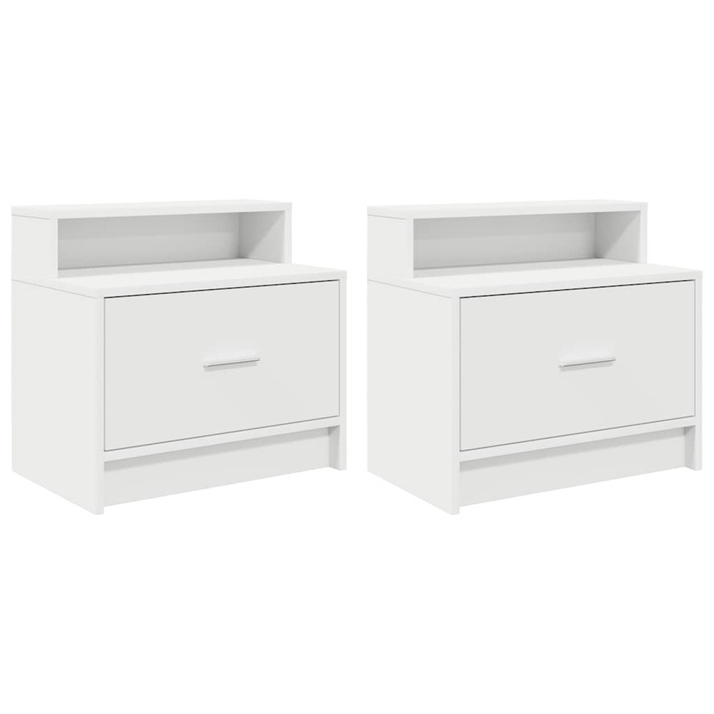 Table de chevet avec tiroir 2 pcs blanc 51x31x47 cm