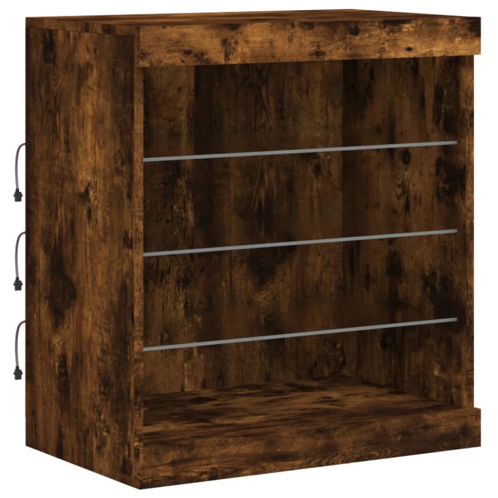 Buffet bahut commode armoire meuble de rangement organisateur cuisine salle de séjour salon avec lumières led 60,5 x 37 x 67