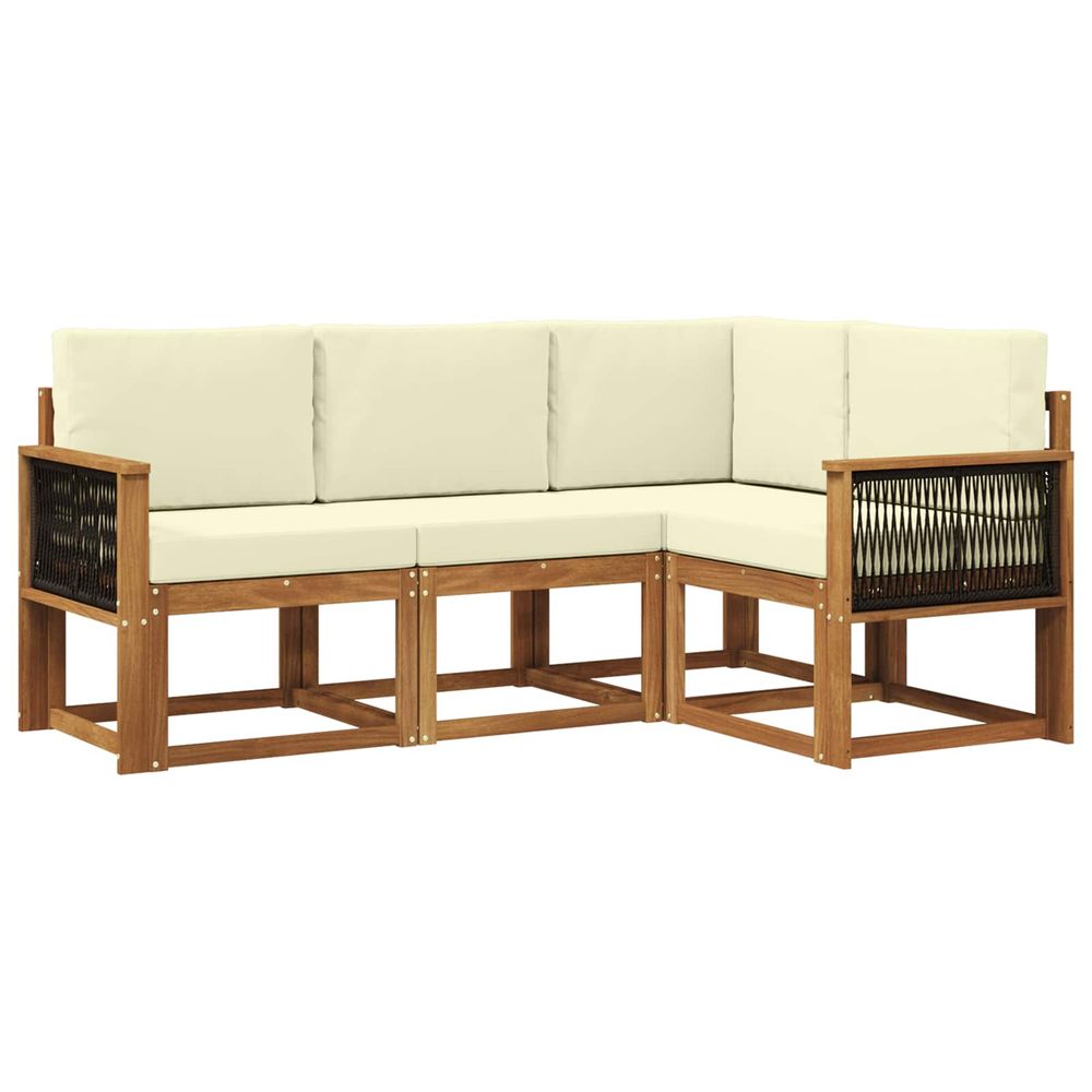 Ensemble de canapés d'extérieur 4 pc naturel et crème polyester