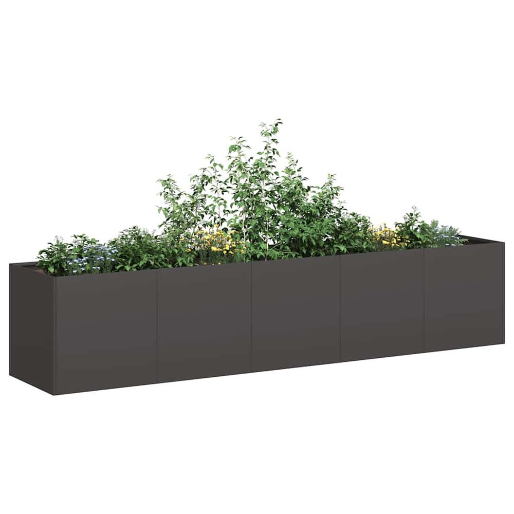 Jardinière rectangulaire en acier pour jardin et terrasse noir 200x40x40 cm