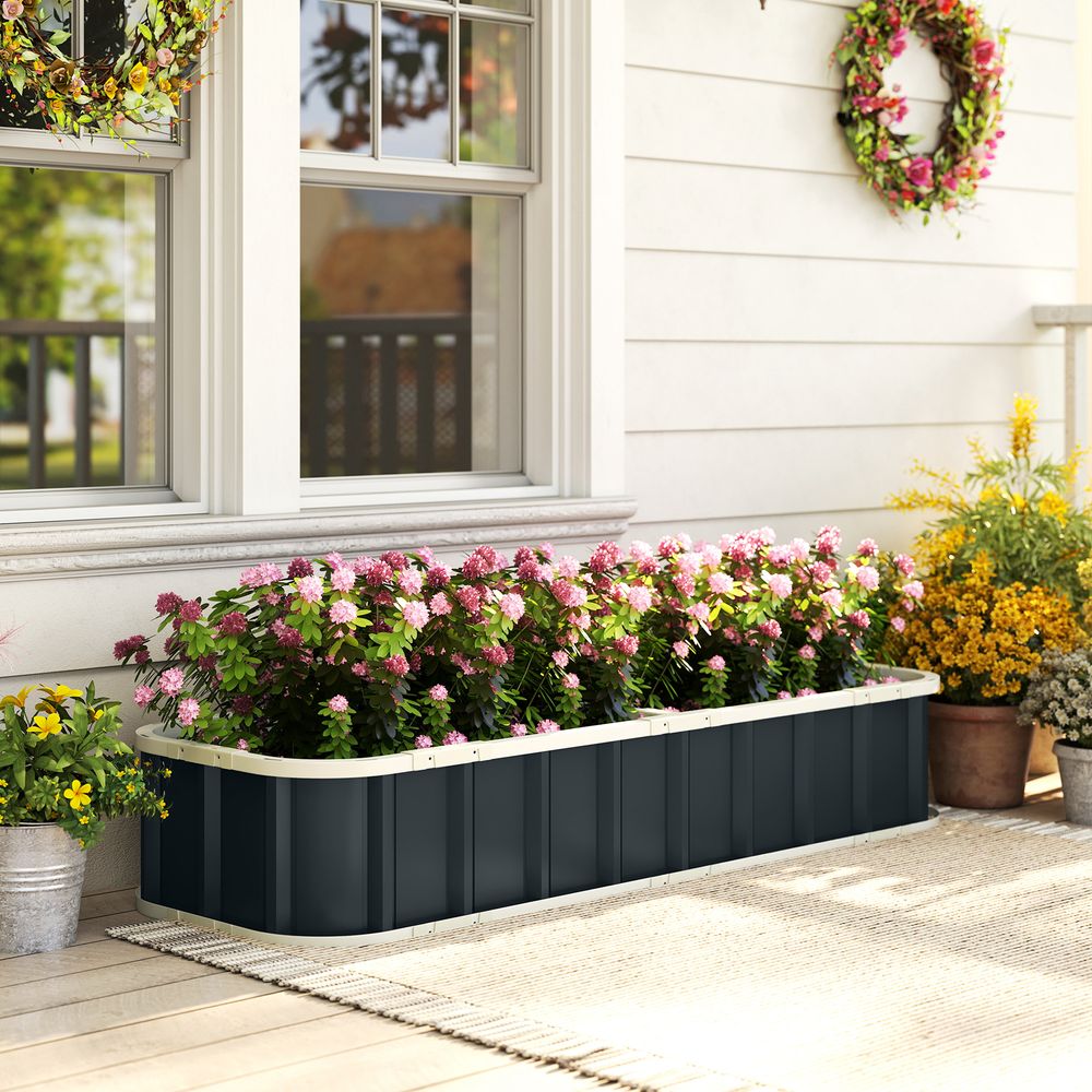 Jardinière surélevée acier galvanisé extérieur fond ouvert 165x52x31cm gris