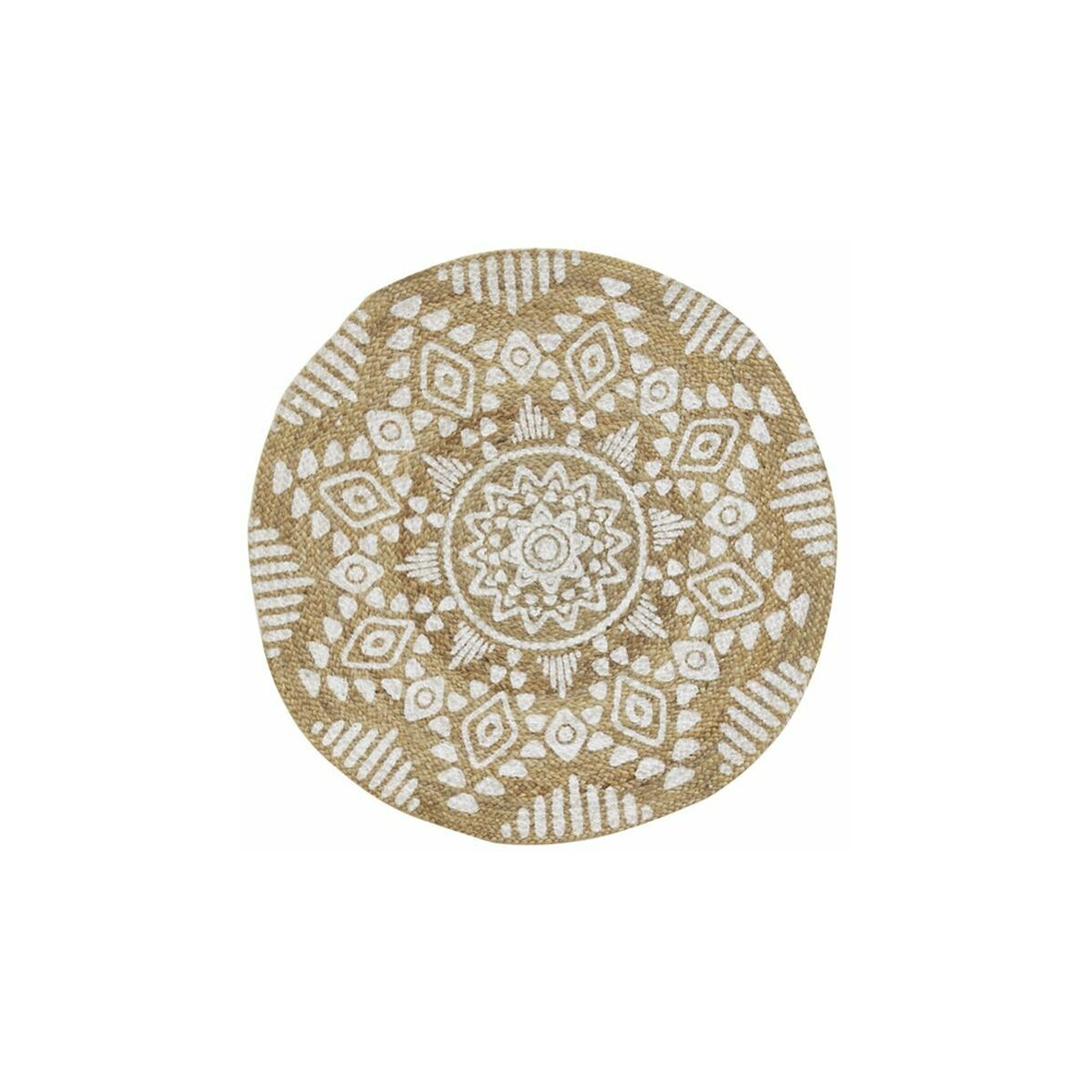Tapis rond en jute naturelle motif ethique