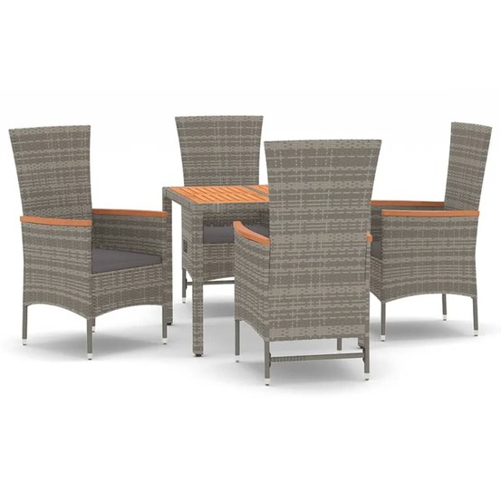Ensemble à manger de jardin 5 pcs coussins gris résine tressée