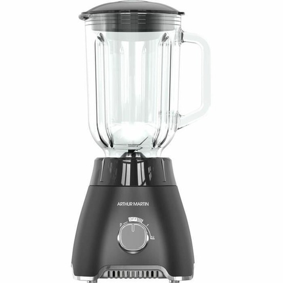Blender 400w -bol en verre gradué 1,5l - 2 vitesses + pulse - gris