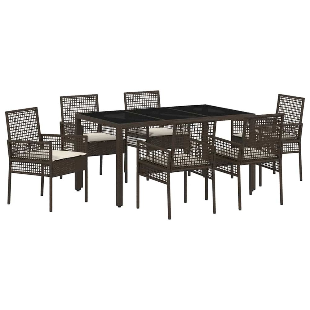 Ensemble de salle à manger pour jardin 7 pc marron polyrotin