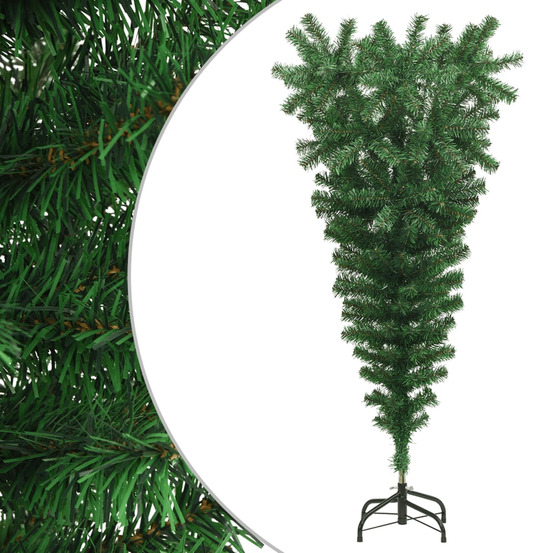Sapin de noël artificiel renversé avec support vert 150 cm