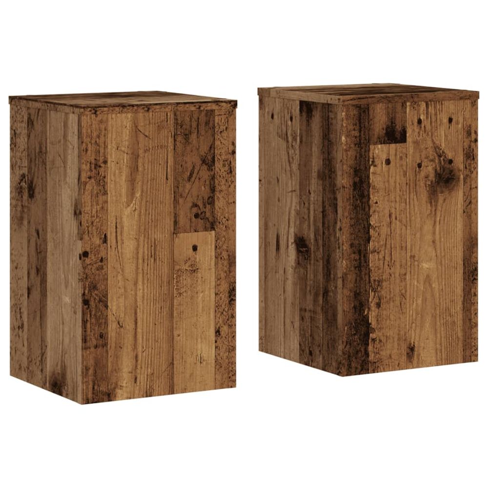 Support de plante 2 pièces bois ancien 30 x 30 x 50 cm