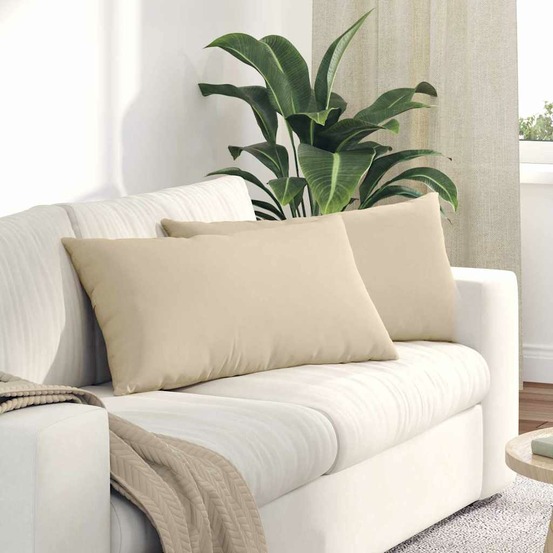 Coussins de canapé 2 pcs crème 80 x 40 cm tissu