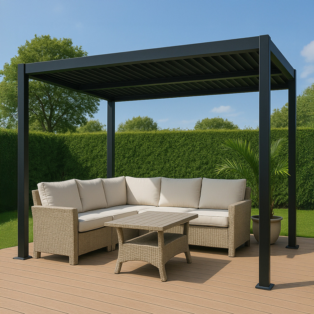 Pergola bioclimatique 4x3m structure en aluminium noir hydra
