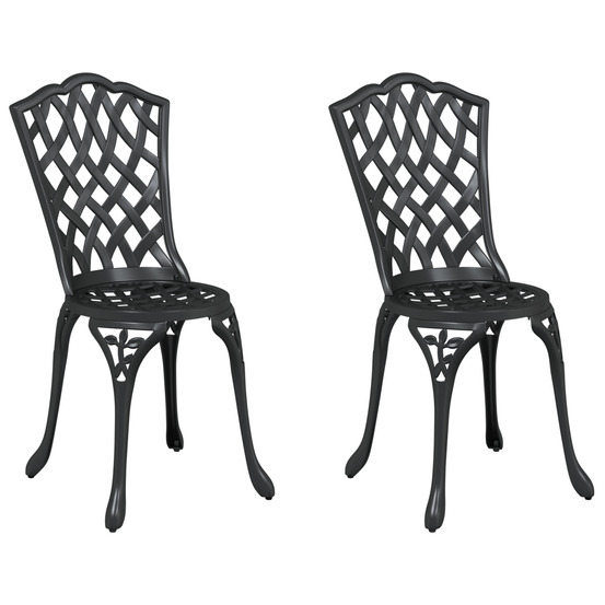 Chaises de jardin 2 pcs noir en aluminium coulé