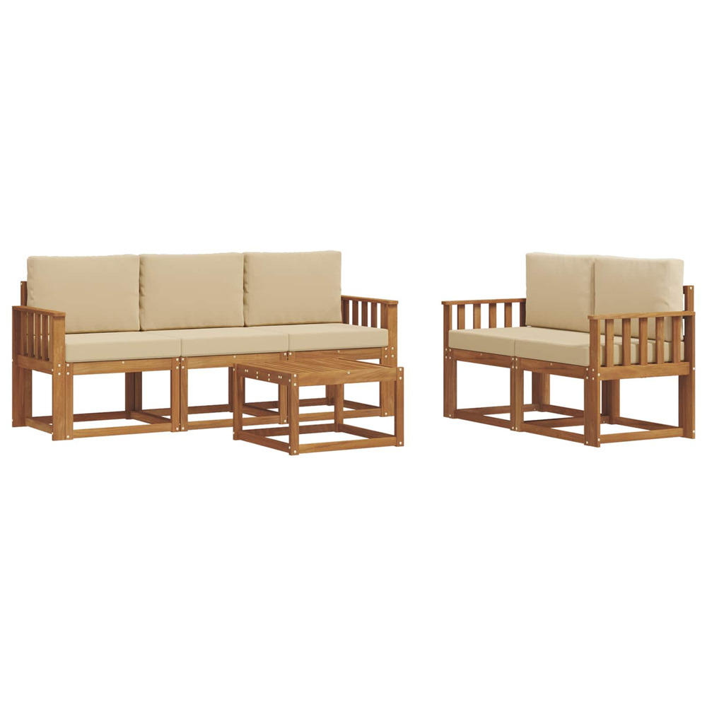 Ensemble de canapés d'extérieur 6 pcs naturel et beige