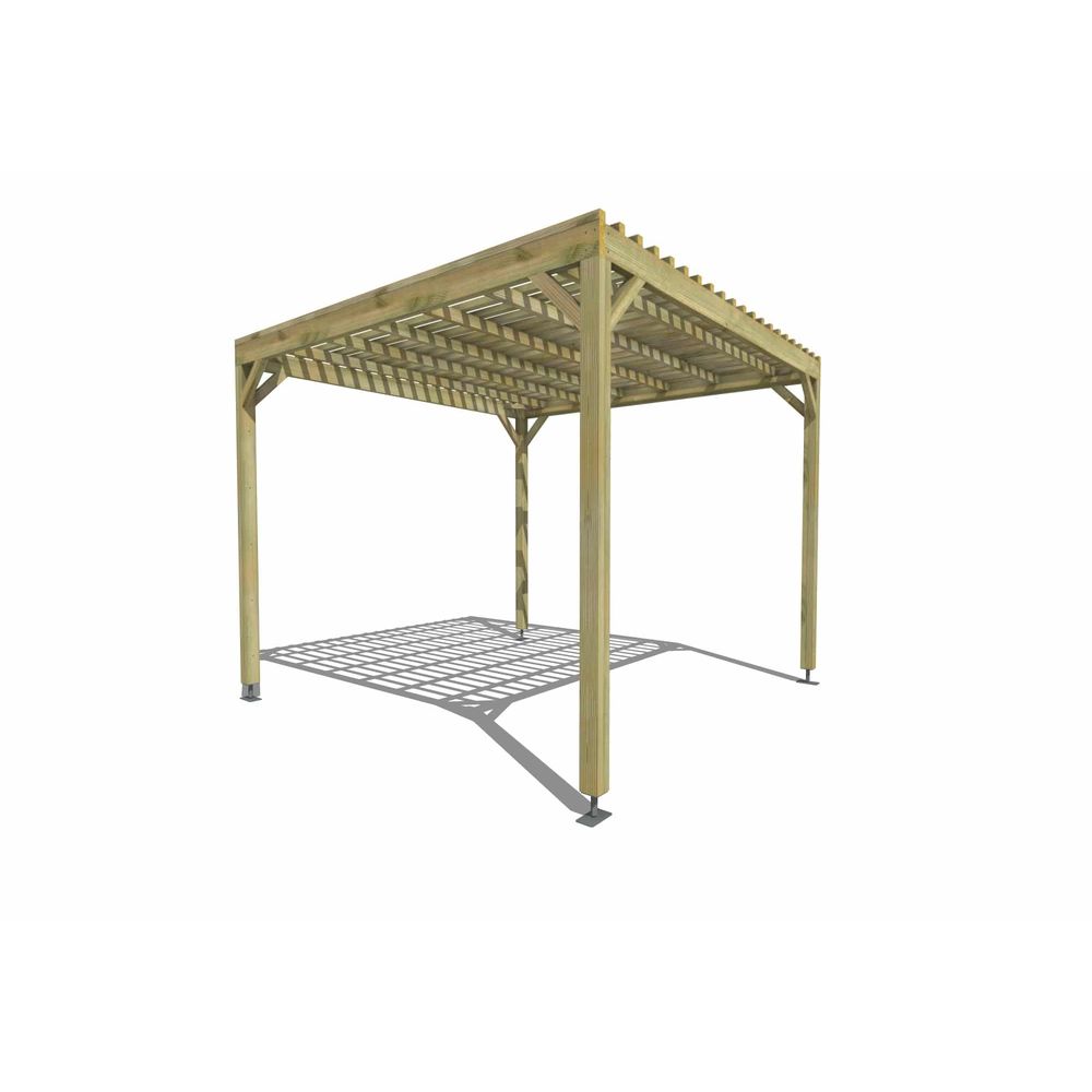 Pergola bois • 3m x 3m • indépendante • sens largeur • lattage bois • livraison comprise