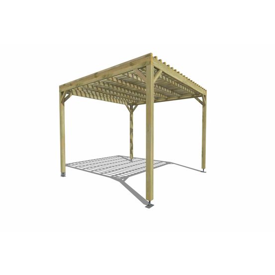 Pergola bois • 3m x 3m • indépendante • sens largeur • lattage bois • livraison comprise