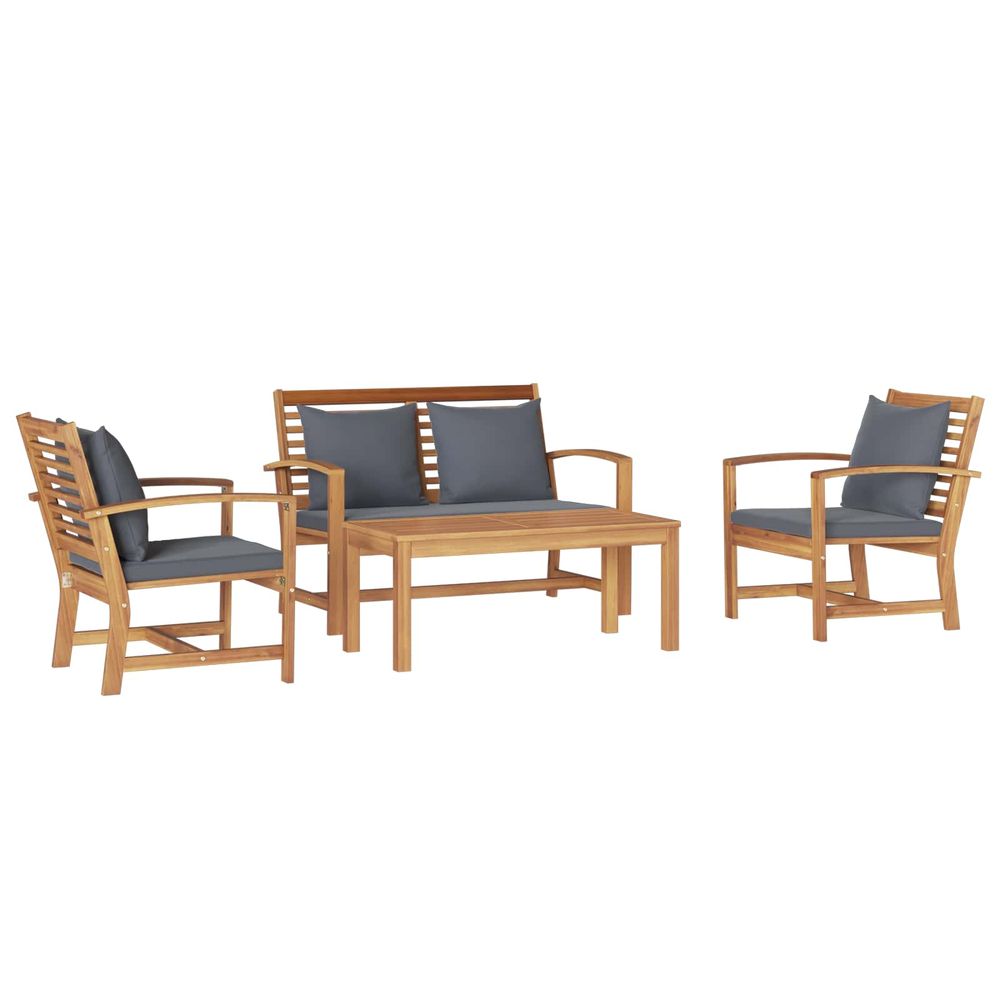 Ensemble de canapé de jardin 4 pc naturel bois de teck massif