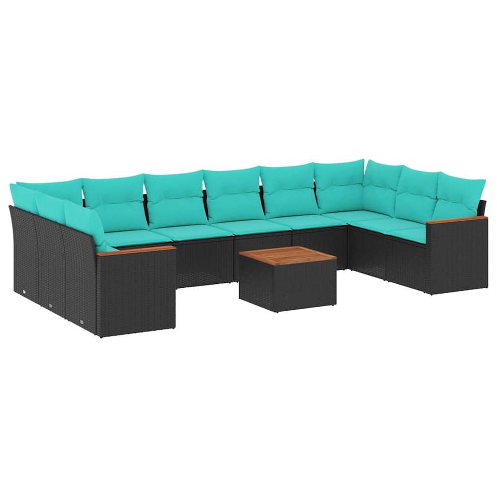 Ensemble de canapé de jardin 11 pcs avec coussins noir