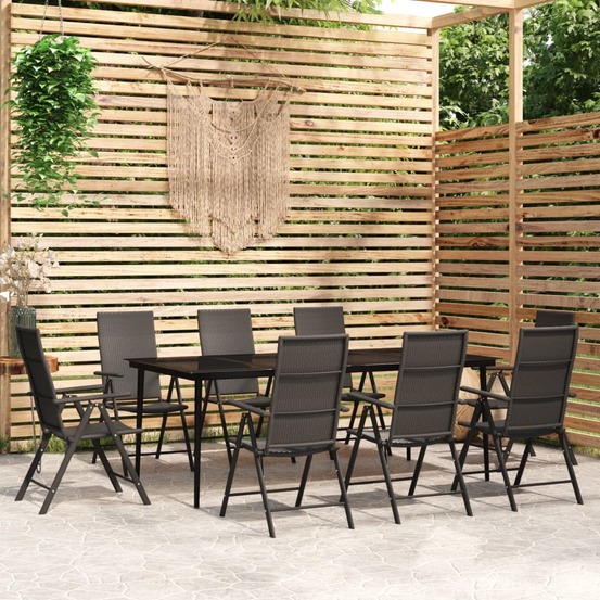 Ensemble à manger de jardin 9 pcs noir