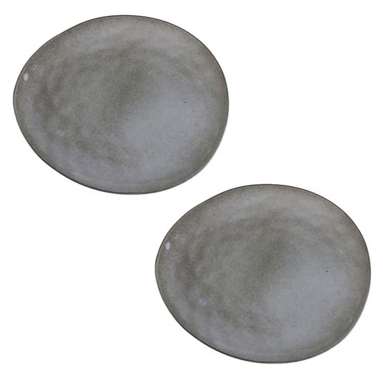 Lot de 2 assiettes plates en céramique au gré du temps - gris