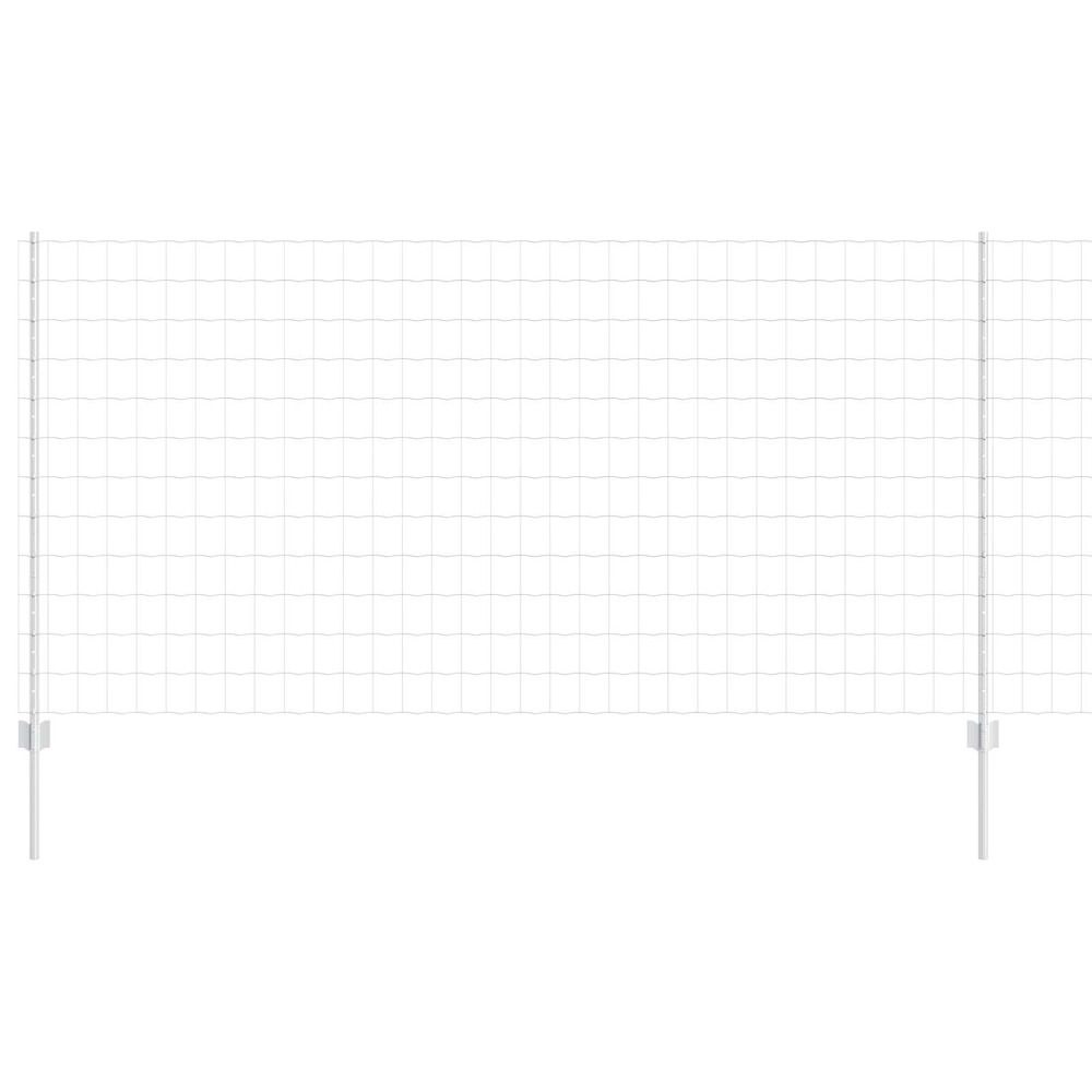 Clôture avec poteau argenté 1,2 x 10 m acier