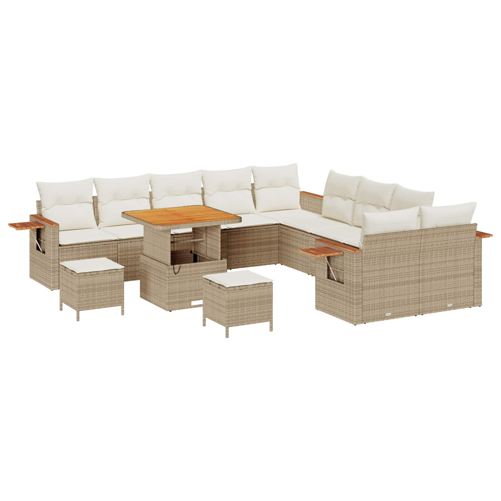 Ensemble de canapé de jardin 13 pcs beige polyrotin