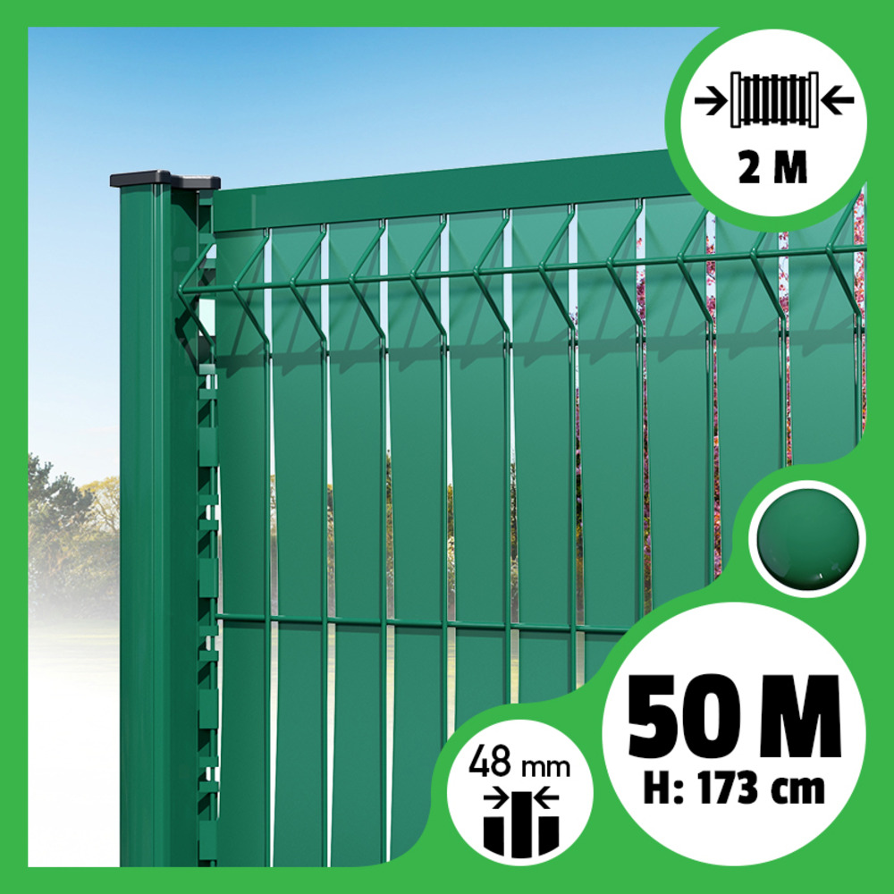 Kit 50m occultation lattes aluminium pour panneau rigide maille 55 - h 1m73 x 2m vert