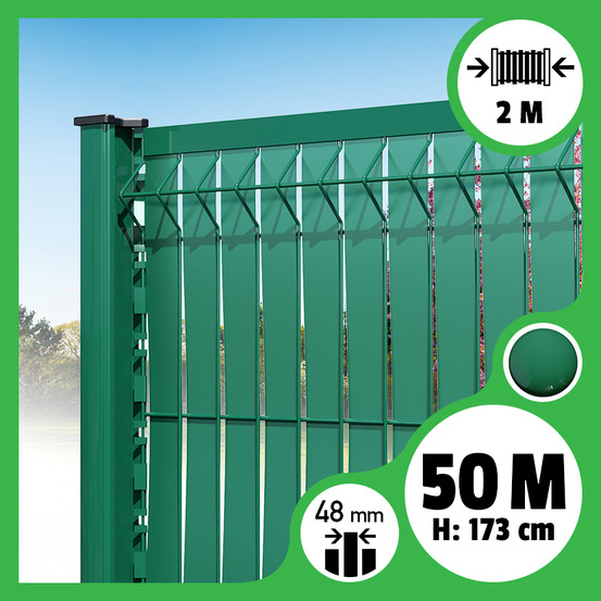 Kit 50m occultation lattes aluminium pour panneau rigide maille 55 - h 1m73 x 2m vert