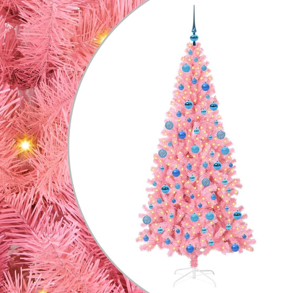 Sapin de noël avec 300 led avec support rose 180 cm pvc