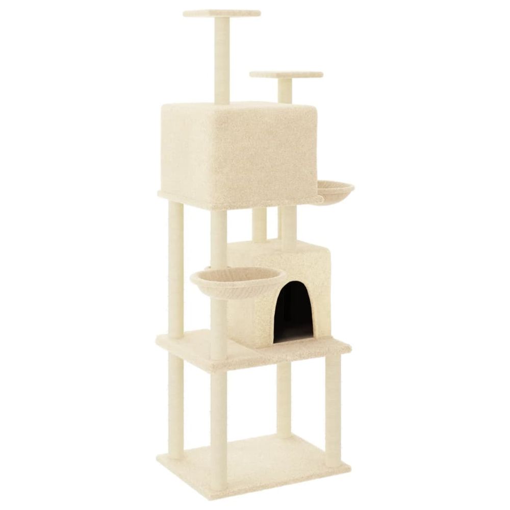 Arbre à chat avec griffoirs en sisal crème 180 cm
