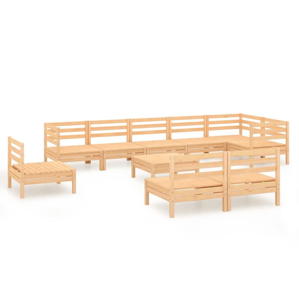 Salon de jardin 10 pcs bois de pin massif