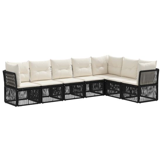 Ensemble de canapé de jardin 7 pc noir polyrotin