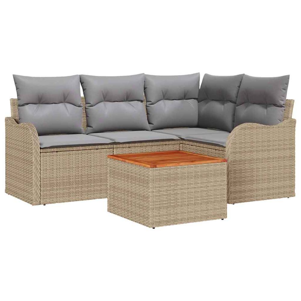 Ensemble de canapé de jardin 5 pc beige et gris clair polyrotin