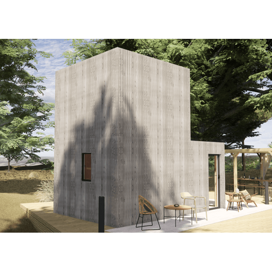 Studio de jardin bien isolé en bois 5,5 x 3,5 x 2,7 m / isolation re2020 avec plancher isolé avec mezzanine et terrasse