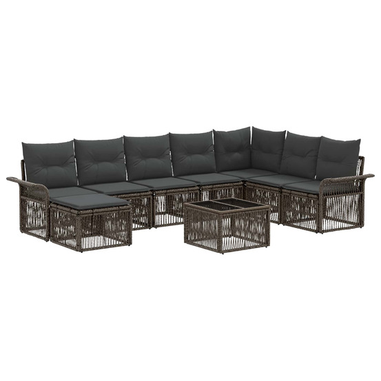 Ensemble de canapé de jardin 9 pcs gris polyrotin