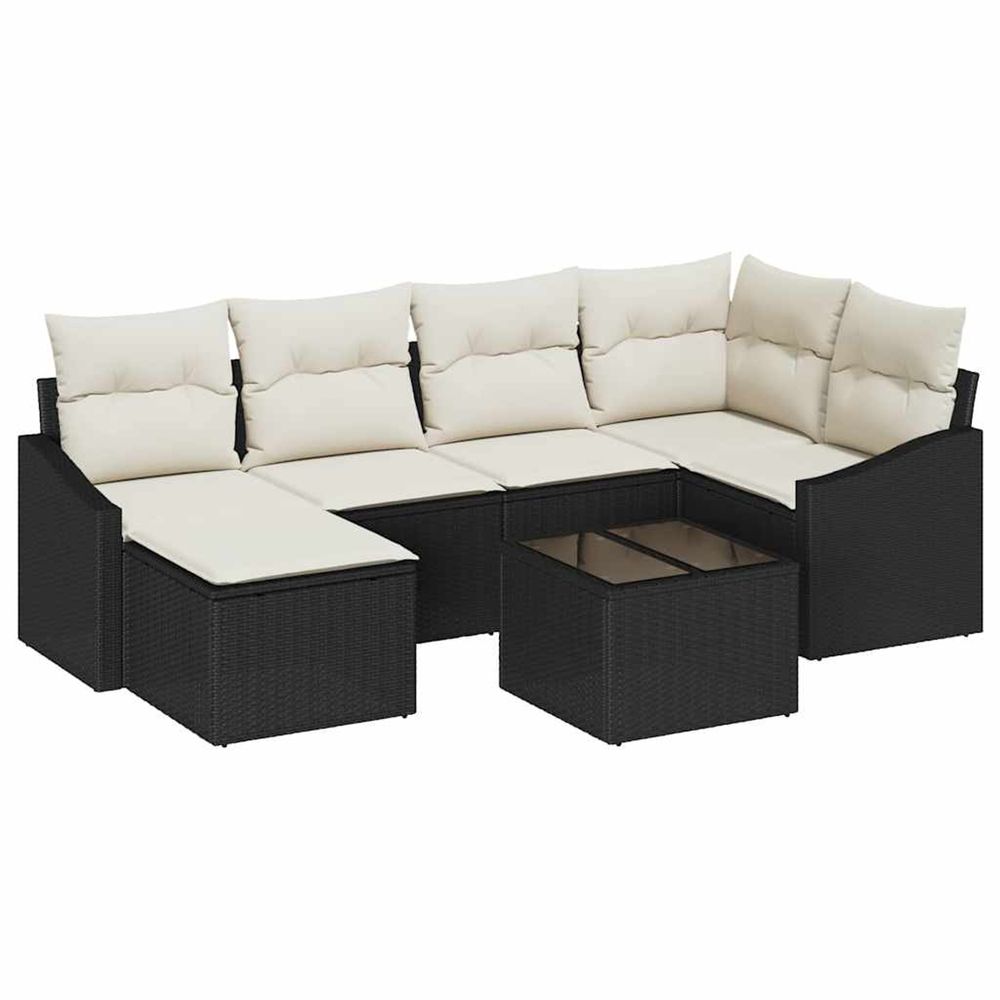 Ensemble de salle à manger pour jardin 7 pc marron et crème