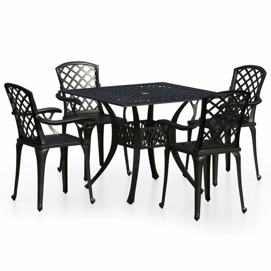 Ensemble de bistro jardin meuble extérieur terrasse 5 pièces aluminium coulé noir
