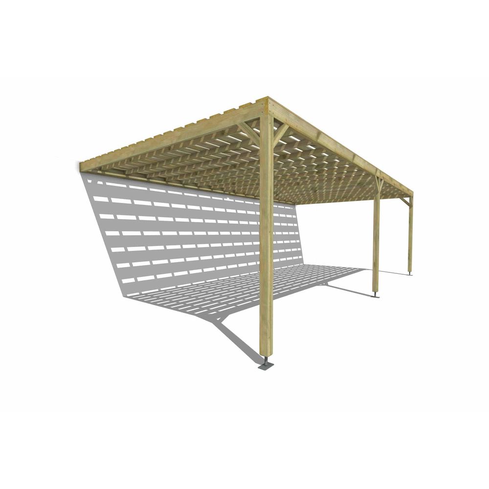 Pergola bois • 8m x 4m • adossée • sens profondeur • platelage bois • livraison comprise
