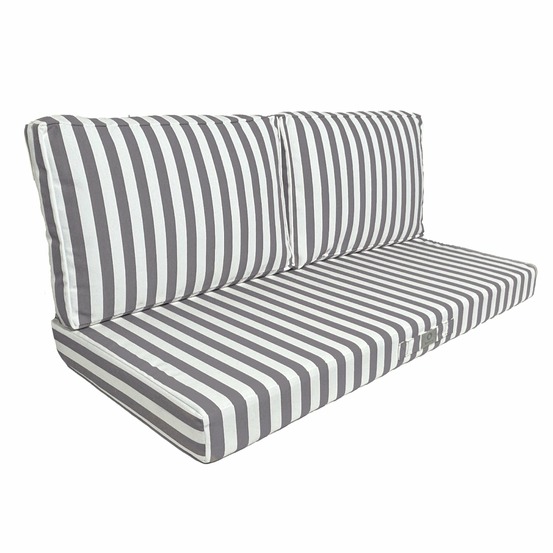 Coussins pour salon de jardin déhoussable 100x50cm rayure gris foncé