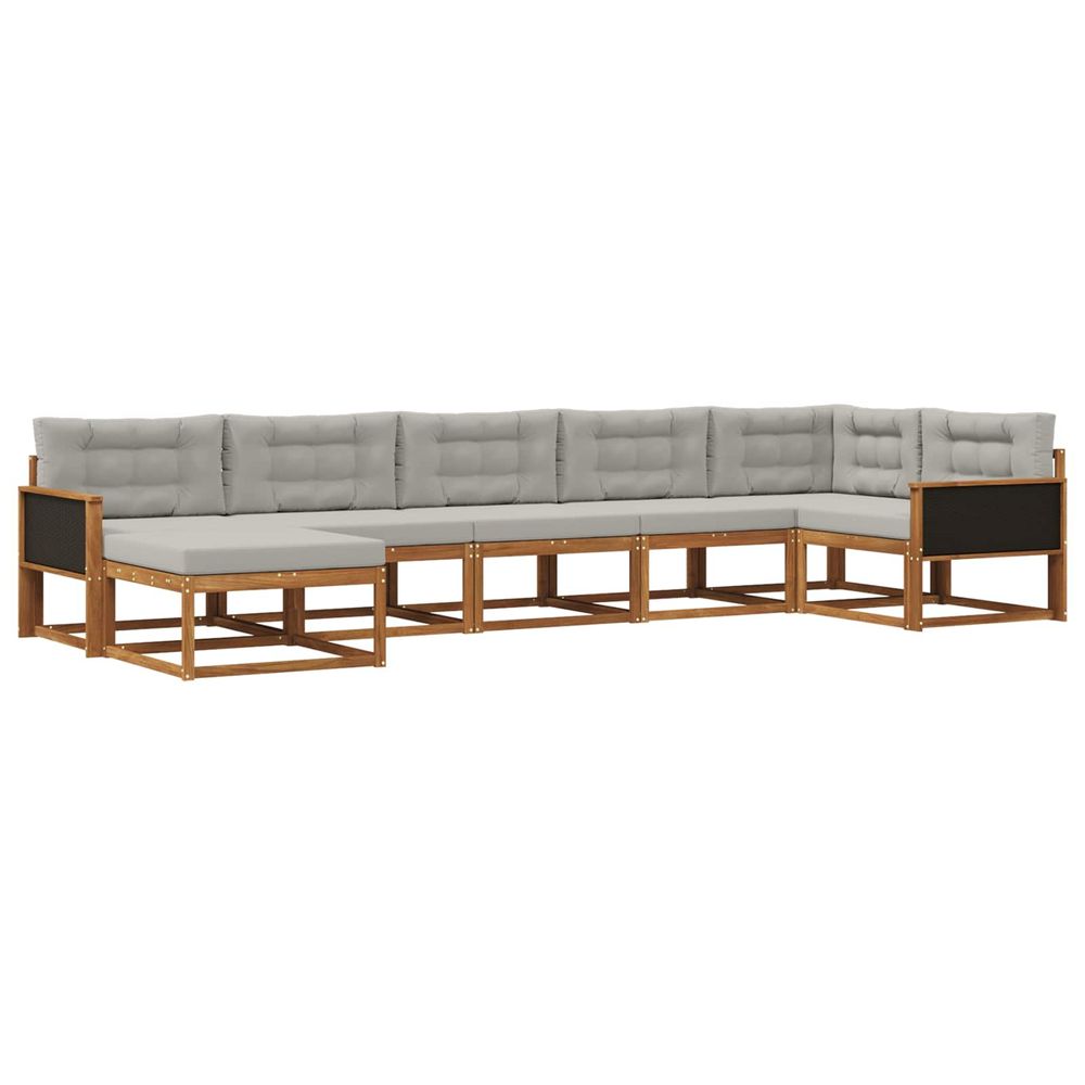 Ensemble de canapés d'extérieur 7 pc naturel et gris clair