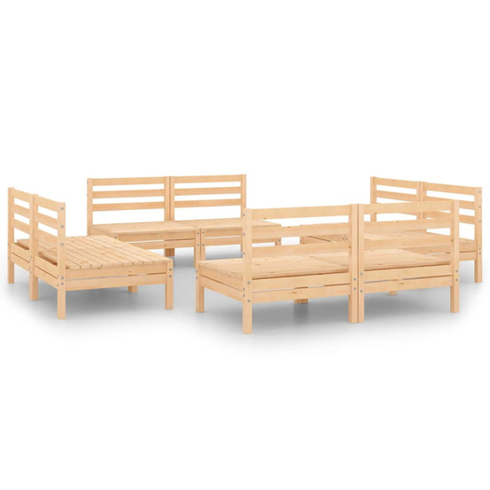 Salon de jardin 8 pcs bois de pin massif
