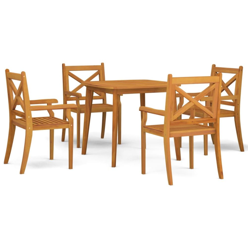 Ensemble à manger de jardin 5 pcs bois d'acacia solide