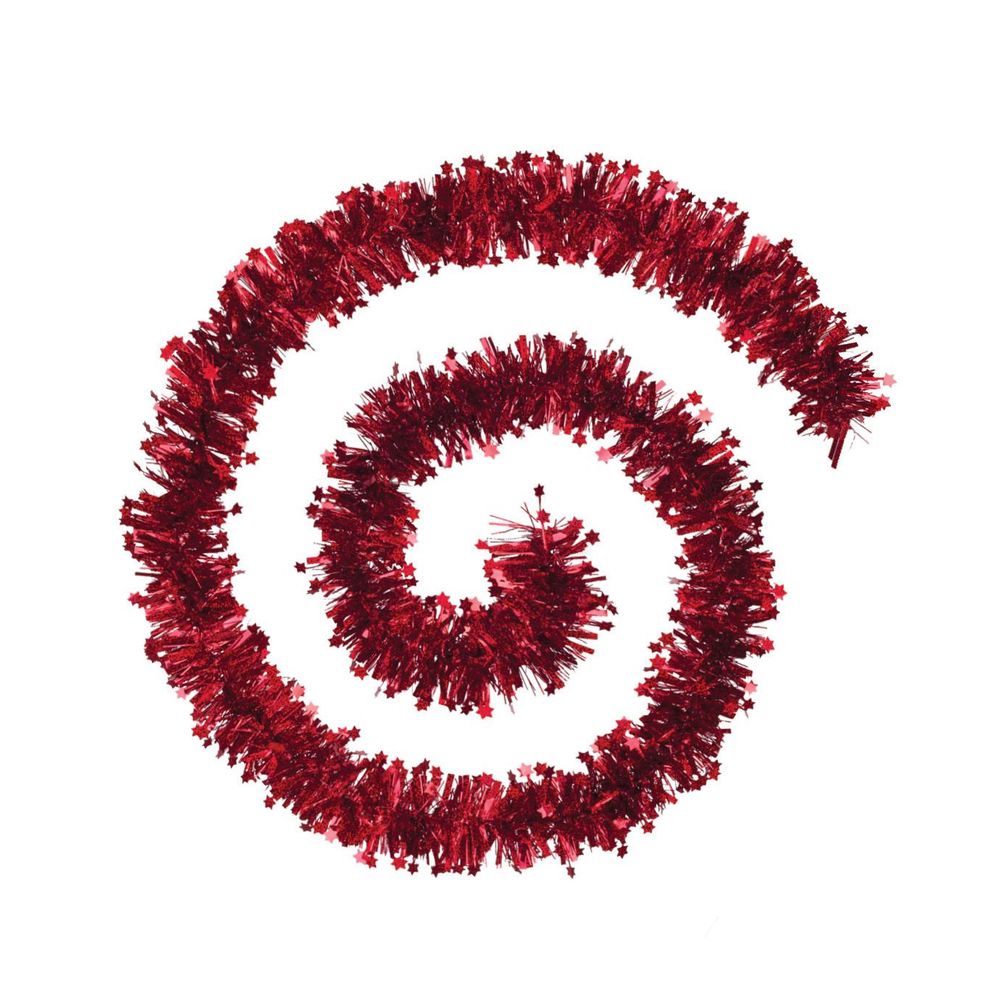 Guirlande de noël large 10 cm avec étoiles laser rouge acier longueur 2 mètres
