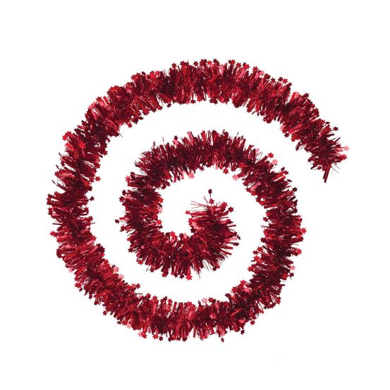 Guirlande de noël large 10 cm avec étoiles laser rouge acier longueur 2 mètres