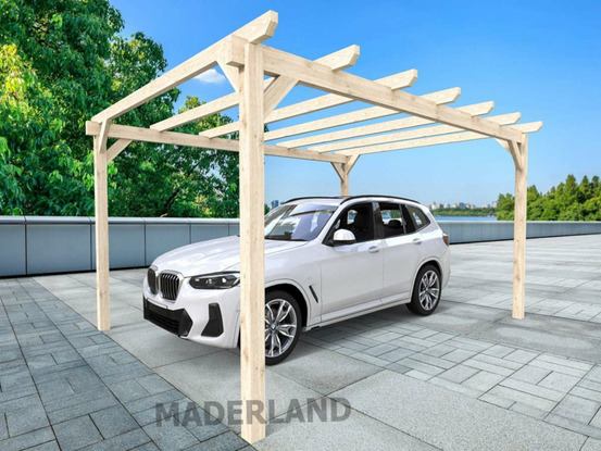 Carport en bois lamellé-collé rouen 600 x 300 cm