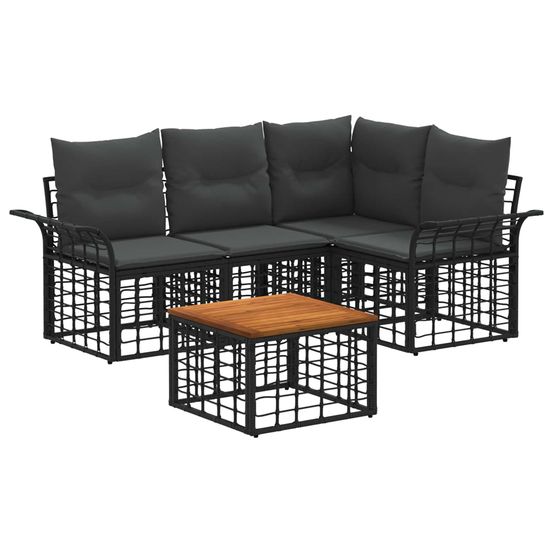 Ensemble de canapés d'extérieur 5 pc noir et gris foncé
