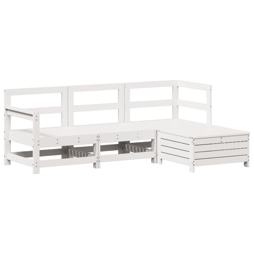 Salon de jardin 4 pcs blanc bois de pin massif